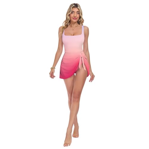 Maillot de bain une pièce pour piscine effet minceur rouge dégradé