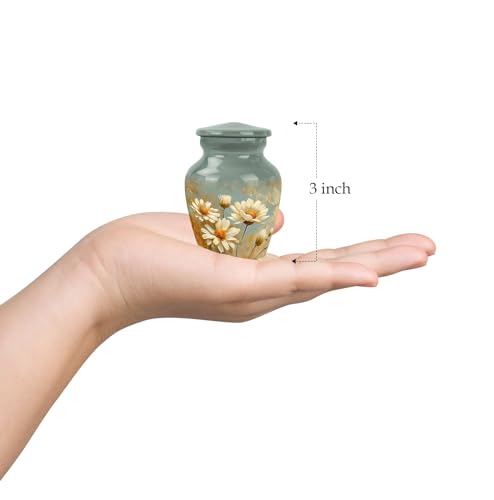 Image of Flower Urn Small Keepsake - Urns for Burial In Ground - Funeral Urns for Women - Cremation Urn for Adult Ashes Men (Size-3inch,1pcs)