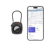 Padlock with Tracker, Combination Lock with Smart Tag Compatible with Apple Find My, for Airtag Holder with Cable Lock for Travel, Pet Tracking, Bags, Keys, Luggage, Grey