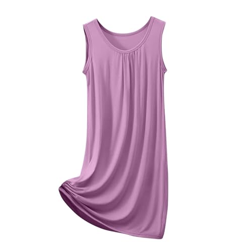 Generisch 2026 Novedades Pijamas Mujeres Mujeres Camisón Cómodo Cuello Redondo Sin Mangas Vestido Hogar Ropa de Dormir Básica Casual para Mujer, morado, 5XL