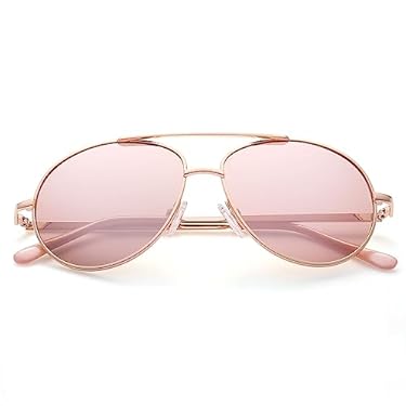 AMAZON - LotFancy Aviator Sunglasses for Kids Girls Age 4 to 12, with Case, Eyewear for Small Face, Metal Frame, Pink Lens