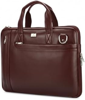 K London 14 Inches Slim Vegan Leather Expandable Men Women Unisex Laptop|MacBook Shoulder|Messenger|Office|Travel|Business Bag for Men Women with Multiple compartments(1808) (Light Brown)