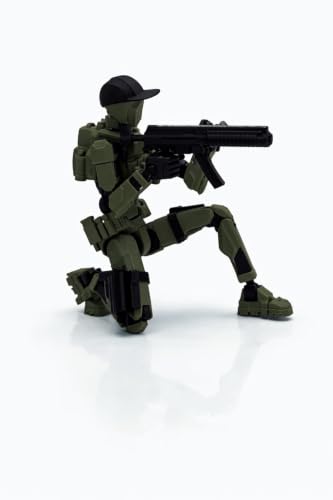 Image of Military Soldier Dummy 13 Robot Action Figure with Weapons, 5.25 Inch, Articulated Joints, Plastic, Modern Robot Theme (Army Green)