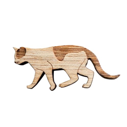 木製猫ブローチ