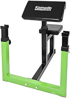 Komodo Preacher Bicep Curl Bench - Height Adjustable Steel Home Gym Curling Support with Barbell Rests Rack