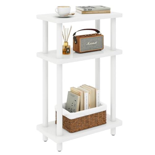 IBUYKE WST009W - Mesita de noche estrecha con 3 niveles y estante negro, 40 x 18 x 62,5 cm