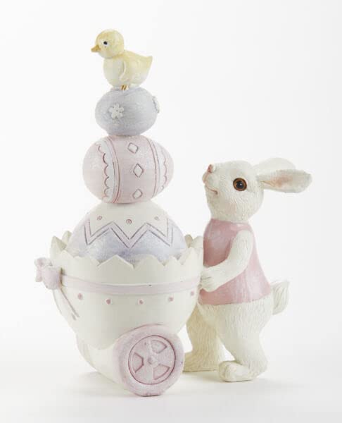 White-Bunny-Egg-Cart-Easter-Spring-Chick-Figurine-57-Resin-Collectible-for-Kitchen-Farm-Holiday-Home-Decor White Bunny Egg Cart Easter Spring Chick Figurine 57 Resin Collectible for Kitchen Farm Holiday Home Decor