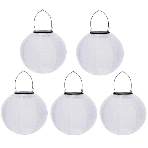 Lampions solaires d'extérieur résistants aux intempéries - Lampions solaires en papier blanc - Lanterne de jardin LED - Lanterne solaire à suspendre - Lanternes de...