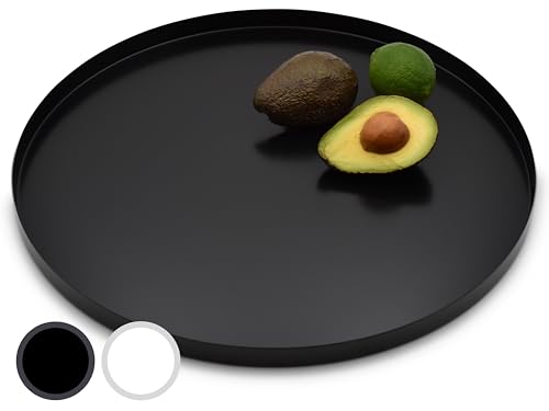D&D Living® Plateau décoratif Rond Ø 40 cm | Assiette décorative Design et Plateau décoratif en métal (Noir Mat)