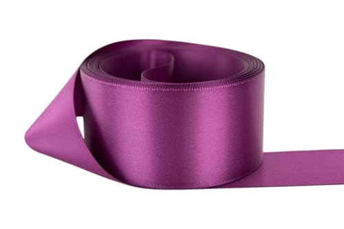 Image of Ribbon Bazaar Double Faced Satin - Premium Gloss Finish - 100% Polyester Ribbon for Gift Wrapping, Crafts, Scrapbooking, Hair Bow, Decorating & More - 3 /8 inch Dusty Plum 50yd Spool