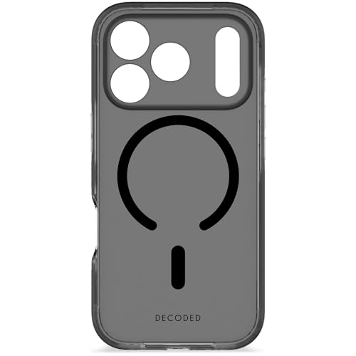 DECODED Coque pour iPhone 17, Transparent, Étui, Compatible avec MagSafe, Magnétique, Protection Caméra, Bouton Camera Control, Anti-Rayures, Noir