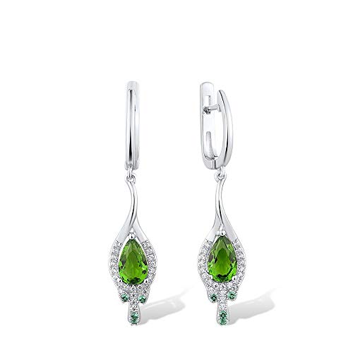 Boucles d'oreilles pour femmes spinelle vert zircone cubique blanche bijoux fins en cristal