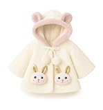 Bold N Elegant Faux Fur Warm Winter Outerwear Hooded Baby Jacket Coat Blanket with Soft Plush Golden Bunny Ear for Infant Toddler Boy Girl Kids (IN, Age, 0 Months, 6 Months, White)
