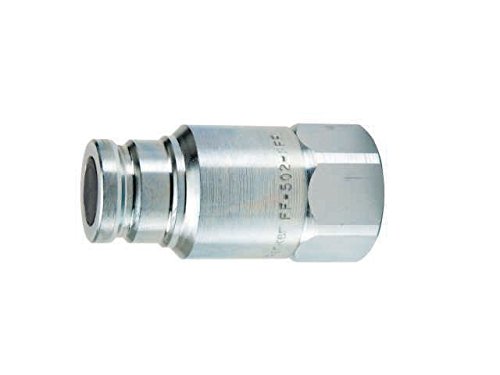 Parker Hannifin FF-502-8FP Series FF Steel Non-Spill Flush Face Hydraulic Quick Nipple with Female Pipe Thread, Push-to-Connect, 1/2" Body Size, 1/2"-14 NPSF Port End, 2.75" Length