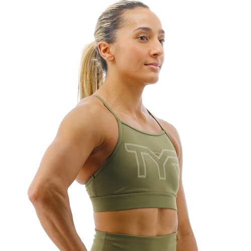 Tyr Women's Standard High Neck Performance Sports Bra, Olive, Large #TOP1