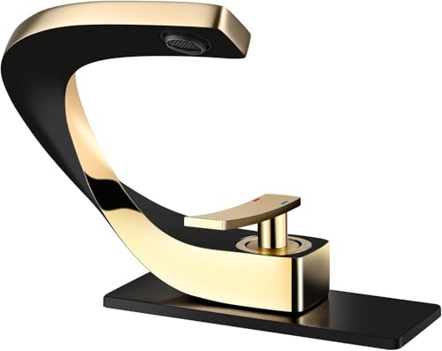 HOMILI Gold Black Bathroom Sink Faucets Single Hole Brass Vainty Faucet