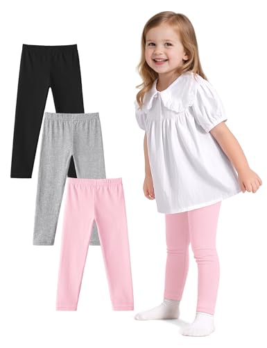 Witwot 3 Pack Baby Girls Leggings Toddler Kids Soft Cotton Pants Size 18M-5T
