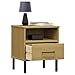 QZZCED Industrial Bedside Cabinet with Drawer and Shelf, Solid Pine Wood Nightstand with Metal Legs for Bedroom Storage