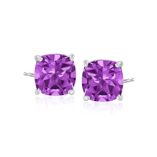 Ross-Simons 4.90 ct. t.w. Amethyst Stud Earrings in Sterling Silver