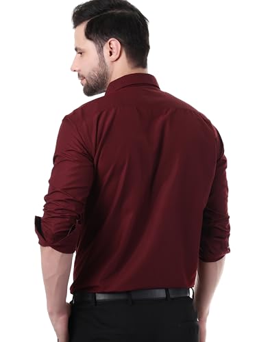 Image of XJARVIS Austin Men's Combed Cotton Shirt | Solid Plain Formal & Casual Shirt for Men | Regular Fit | Spread Collar | Full Sleeve | Office Wear Shirt with Pocket