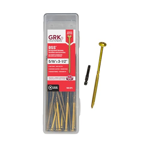Image of GRK Fasteners RSS 5 /16 x 3-1 /2 Inch, Rugged Structural Screws, 100 PCS, Rust Resistant Climatek Coating, Interior and Exterior Use, Heavy-Duty Framing & Decking Screws, Fast Bite Tip with Star Drive