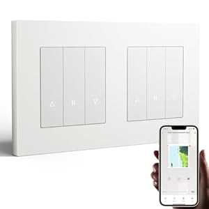 BSEED Doppel WLAN Rollladenschalter Unterputz mit PC Rahmen, Smart Jalousien Schalter benötigt Nullleiter, WiFi Rolladen Zeitschaltuhr Prozentuale Steuerung, kompatibel mit Alexa/Google Home, Weiß
