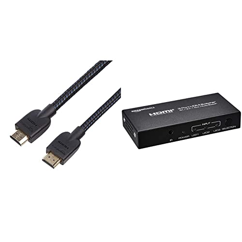 Image of AmazonBasics Braided HDMI Cable, 10 feet and 4K HDMI 3x1 Switch
