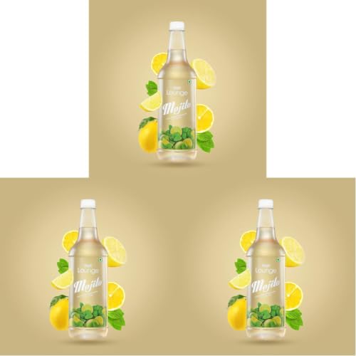 Image of Mapro Lounge Mojito Lemon and Mint Cocktail Mixer Mocktail Fruit Syrup - 1L |Contains Real Fruit Juice| Gluten Free| Zero Cholestrol (Pack of 3)