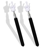 HungGato 2 Pcs Telescopic Teacher Pointer Stick, Retractable Finger Pointer for Classroom Teaching, Extendable Pointer for Kindergarten and Elementary Teachers, Classroom Supplies (Black)