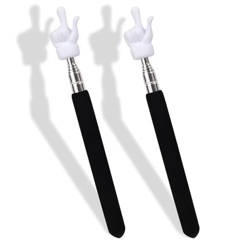 HungGato 2 Pcs Telescopic Teacher Pointer Stick, Retractable Finger Pointer for Classroom Teaching, Extendable Pointer for Kindergarten and Elementary Teachers, Classroom Supplies (Black)