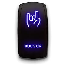 Rock ON - Blue - Laser Etched 5-Pin Double Pole Single Throw Rock ON Maintained ON-Off DPST Toggle Switch 20A 12V