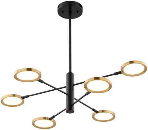 VAXCEL Cullerto 6L Matte Black and Gold Contemporary LED Pendant Light Adjustable Arms
