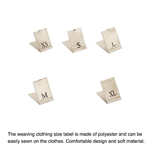 PATIKIL Clothing Size Labels, XS/S/M/L/XL Sizes Woven Sewing Clothes Label Gold Tone for Clothes Garment Pack of 250 - Image 4
