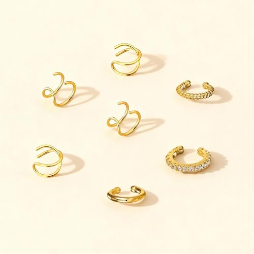 Image of Ear Cuffs Non Piercing Chunky Ear Cuff Earrings for Women Non Tarnish Clip on Cartilage Earrings Trendy Jewelry No Pierced Ears Fake Earring Set Fashion Accessories Jewelry Birthday Gifts
