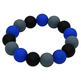 Sensory Chew Bracelet for Baby, Kids - Navy Camo Silicone Teething Beads for Boys, Chewable Toddler...