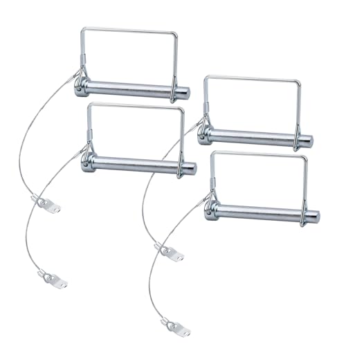 4 Pack 3/8" x 4" Heavy Duty Trailer Coupler Pins with Anti-Loss Cable – Zinc Plated Locking Hitch Pins for Boat Trailer, Utility Trailer, Lawn Tractor, RV, Secure Towing Accessories