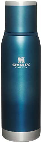 Image of Stanley Adventure-To-Go Vacuum Bottle 25 oz | Wide Mouth with Leakproof Cup Lid | Keep Drinks Hot or Cold | Packable for Travel | Insulated Stainless Steel Thermal Bottle | BPA-Free | Blue Glow