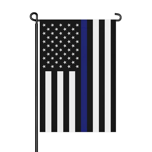 MCFULL 12x18 Inch Thin Blue Line Garden Flag Double Sided,American Police Garden Flag,American Flags for Outside,Vivid Color Back The Blue Garden Flags for Yard Decorations