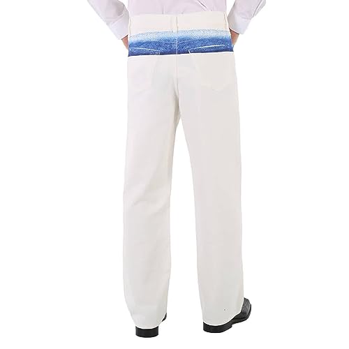 BURBERRY Men's White Mermaid Tail Printed Cotton-Denim Jeans, Waist Size 30"4