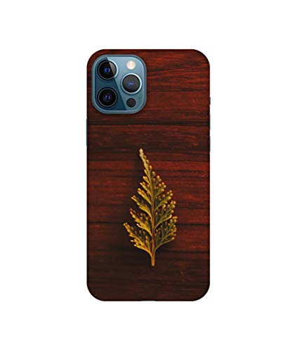 Image of Amazon Brand - Solimo Designer Leaf on Wood 3D Printed Hard Back Case Mobile Cover for Apple iPhone 12 Pro Max, Multi-Coloured