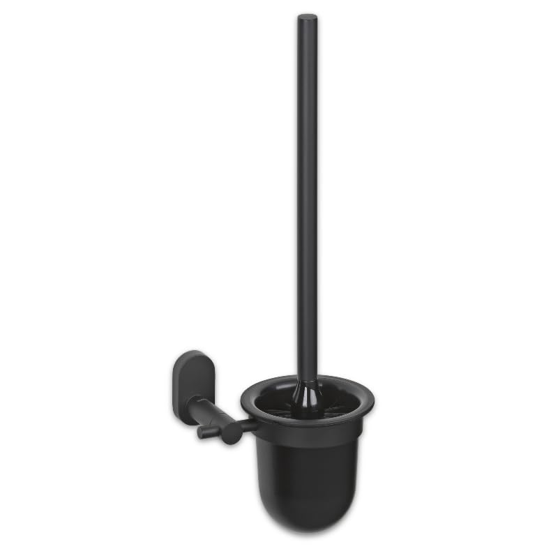 Brosse WC noire de sol Alessio KELA porte-balai de toilette design 43 cm