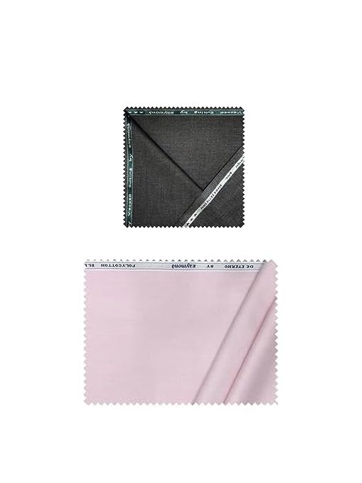 Trouser- Shirt Fabric Combo Box (Multicolour, Unstitched, All Weather Fabric) (DARK GREY PANT+PINK SHIRT)-image-9