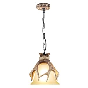 Rustic pendant lighting for kitchen island dining room sink foyer mini glass hanging light fixture farmhouse deer horn antler pendant light fixture  urban country home decor