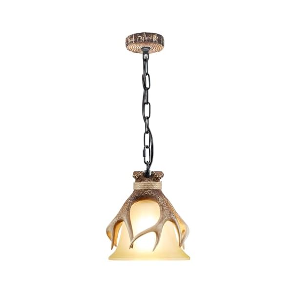 Rustic pendant lighting for kitchen island dining room sink foyer mini glass hanging light fixture farmhouse deer horn antler pendant light fixture  urban country home decor
