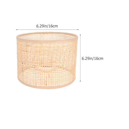 Image of UKCOCO Woven Rattan Lamp Shade Pendant Light Shade Replacement Rustic Boho Hanging Lamp Cover Soft Light Diffuser for Floor Lamps 6.29 X 6.29 X 4.72 in 2 pack