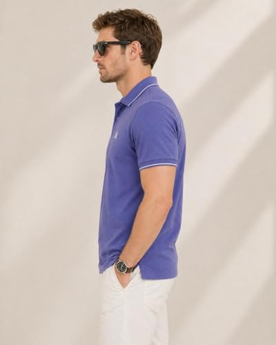 Image of Mens Pique Polo T-Shirt | Cotton Rich, Smart Fit Polo with Embroidered Logo | Casual & Sports Wear | Polo T-Shirt for Men