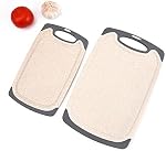 FLYINGSEA Conseil de coupe,Conseils de coupe pour la cuisine,Planches de coupe Anti-Skid Eco-Wheat Planche de coupe (3 Pcs), lave-vaisselle sans danger (brun clair)