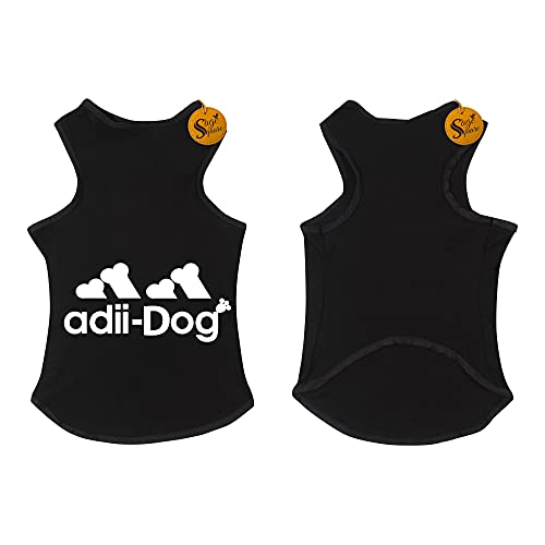 Image of Sage Square Comfort Cotton Dog T-Shirt, Sleeveless Vest for Dog Clothes, Puppy Tank Top Fashion Apparel. (Medium) (Black) (16inches)
