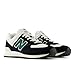 New Balance Unisex 574 V2 Varsity Suede Sneaker, Black/White/Marsh Green, 10 US Men