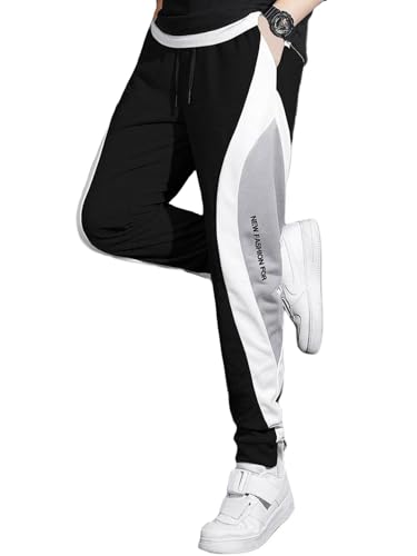 Image of GYRFALCON Men's Regular Fit, Colorblock, Cotton Blend Track Pants